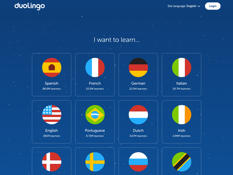 Screenshot of Duolingo Website